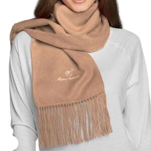 Alpaca Camargo Brown Fringed With Alpaca Stitched Logo Scarf - OS